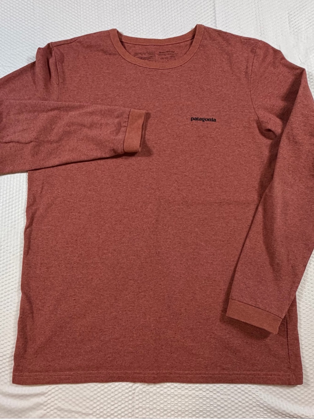 Patagonia Men’s Medium P-6 Logo Responsibili-Tee Long-Sleeve Shirt Rust Heather